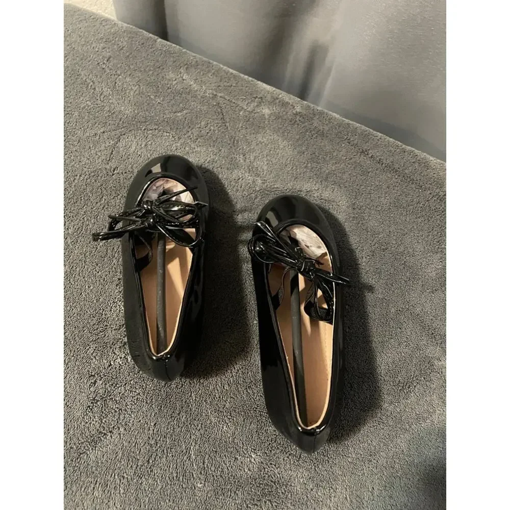 Girls' Black Patent two bow Dress Flats NWOT
